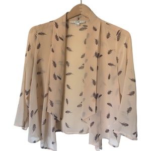 Women's Open Jacket Blouse Feather print.